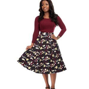 Small NWT Collectif Woodland Autumn Leaf Mathilde Retro Vintage Inspired Skirt